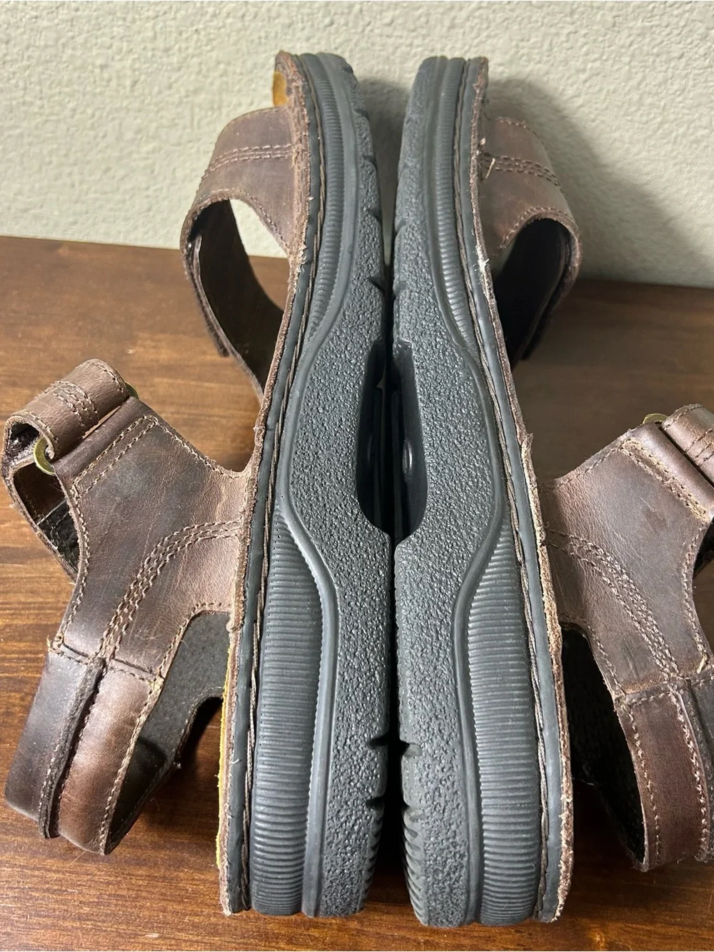 Naot Sandals Mens Size EU 47 US 14 Balkan Brown Leather Hook & Loop Comfy Ortho